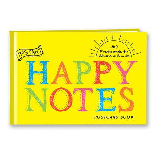 Happy postcard book with cheerful messages and doodles designed to brighten someone's day.