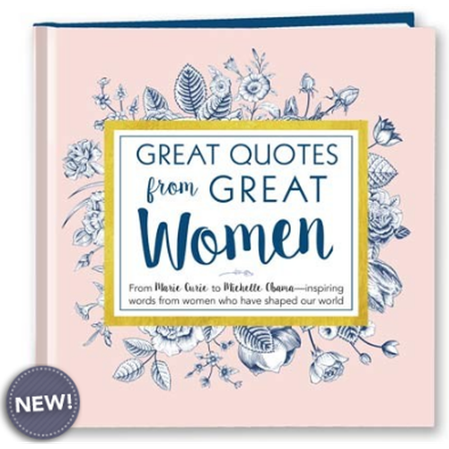 A beautiful book cover featuring the title "Great Quotes from Great Women (New Edition)" surrounded by a floral border design.